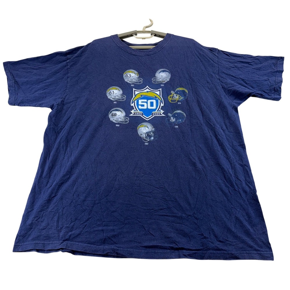 Reebok T-Shirt Mens XL Blue San Diego Chargers 50th Anniversary NFL Football Tee